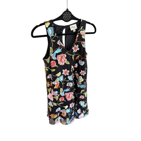 Beige By Eci Womens Multicolor Embroidered Floral Sleeveless Mini Dress Small - Picture 6 of 10
